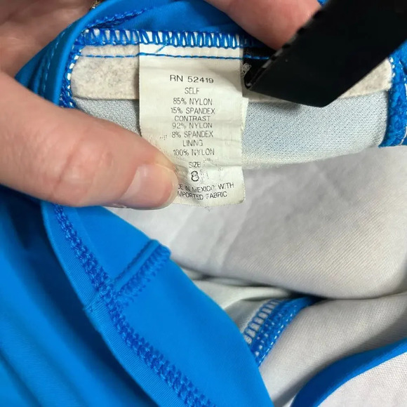 La Blanca Island Goddess Ruched Front Bandeau One Swimsuit Royal Blue Sz 8 - Picture 6 of 9